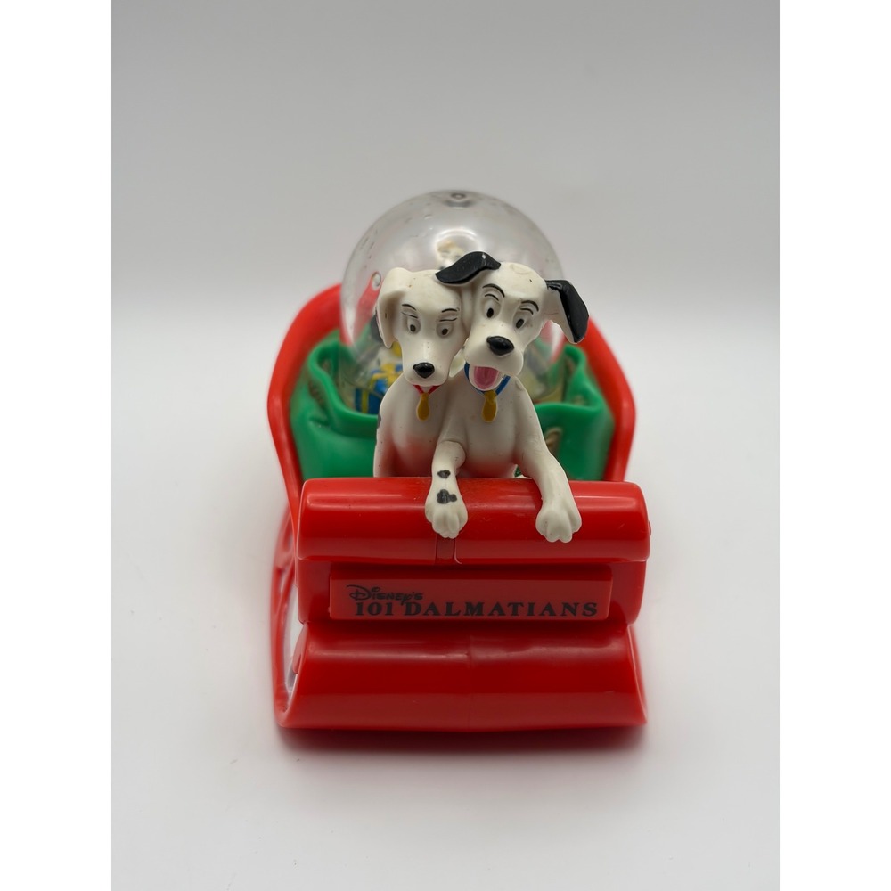 Vintage 1996 Disney 101 Dalmatians Christmas Sleigh Snow Globe McDonalds Toy